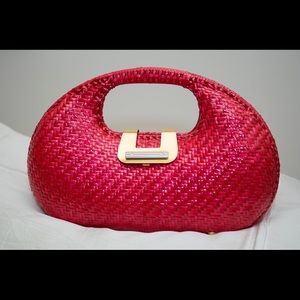 Vintage Red Vanessa Italy Glazed Straw Purse